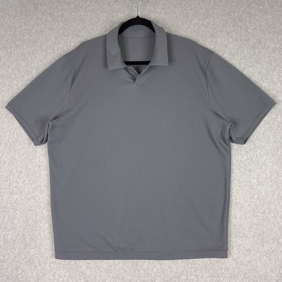 Lululemon Shirt Mens XXL Solar Grey Textured Mesh Short Sleeve Polo 2XL - Picture 1 of 7